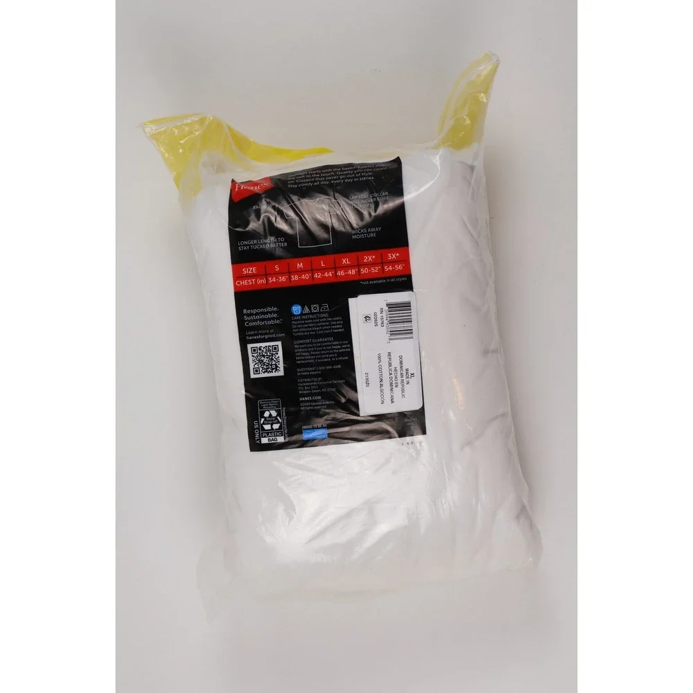 Hanes T-Shirts 10 Pack Tagless Crew Neck White Solid XL 100% Cotton NWT